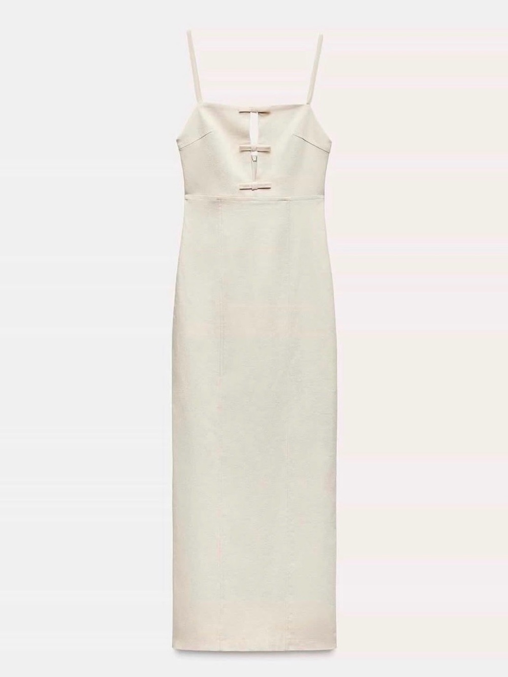 Zara Cream Maxi Dress with Front Tie Straps - Picture 5 of 10